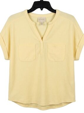 Cupio Pale Yellow Knit Pocket Top